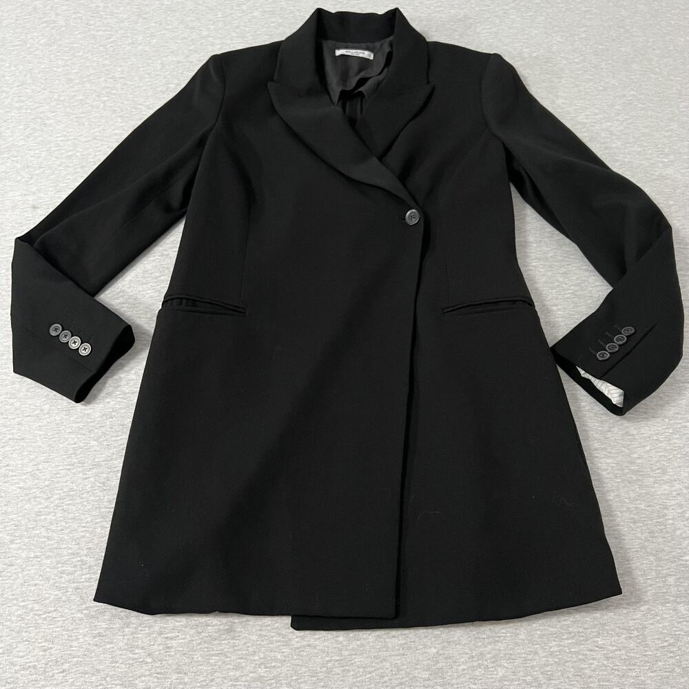 MM LaFleur Tamar Blazer Womens 2 Black Twill Longline One Button‎ Luxury Minimal